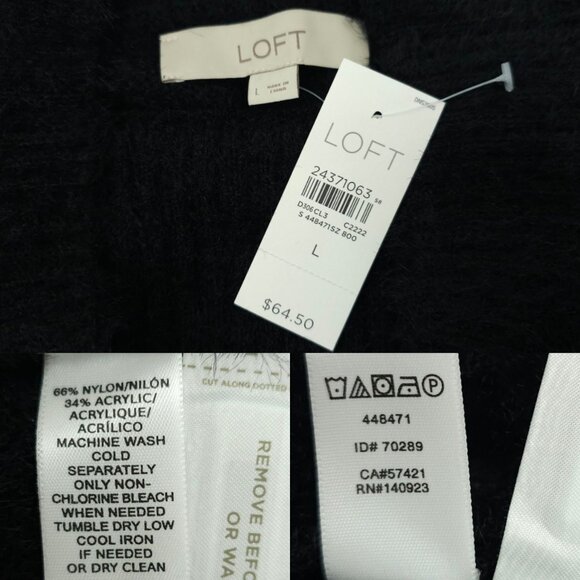 Loft Sweater Fuzzy Womens L Pullover Ribbed Wide Mock Neck Essential Tunic NEW - Picture 7 of 16